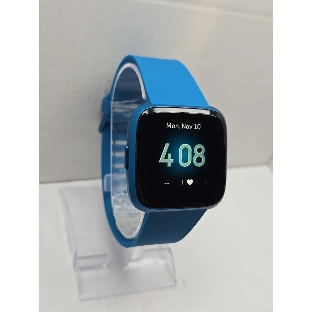 Fitbit Versa Lite FB415 Marina Blue Smartwatch HR 50m Aluminum Case With Charger